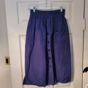 Blue button front skirt with pockets